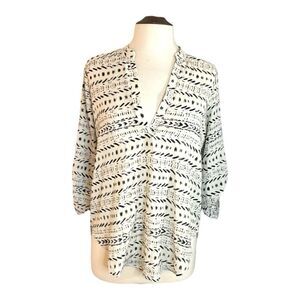 Lush cream and black Geometric Blouse Top for Women | size M